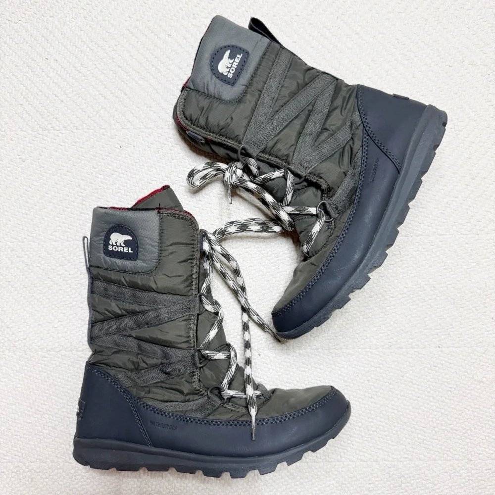 SOREL gray Whitney II short lace up waterproof winter boots SIZE 7